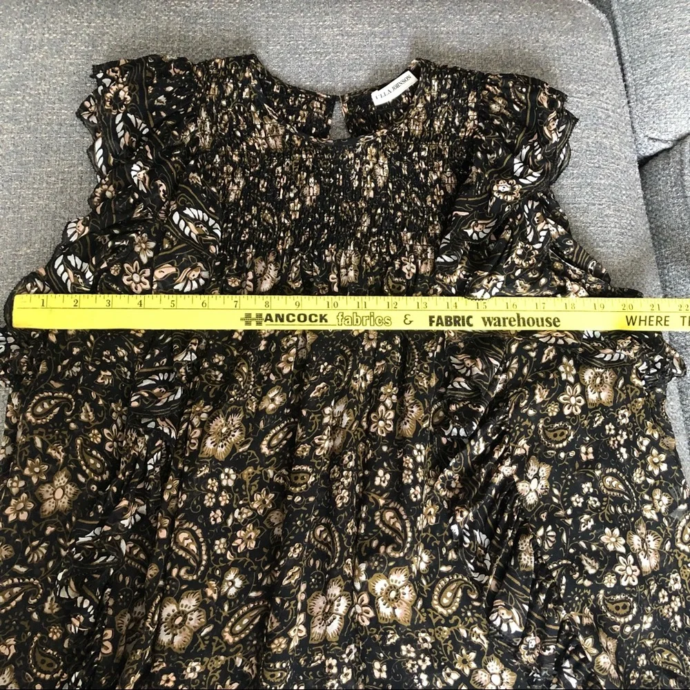 Ulla Johnson Black and Gold Floral Blouse - Picture 8 of 13